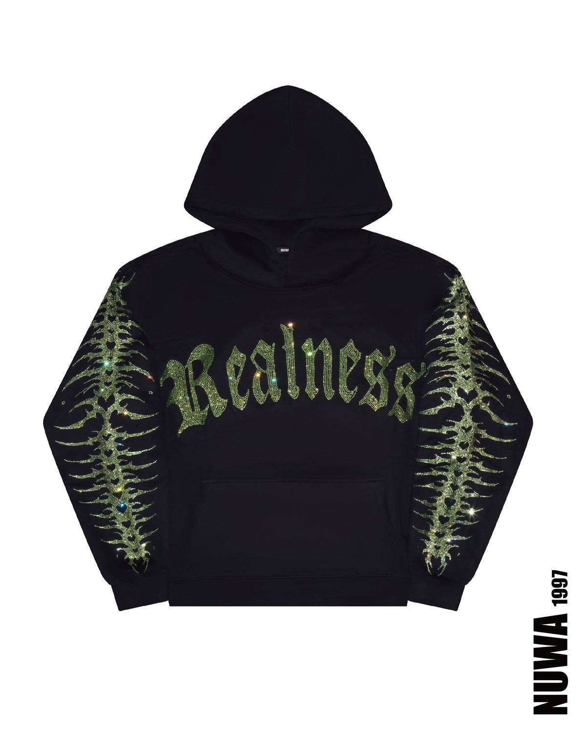NUWA1997 “Realness” Rhinestoned hoodie product view