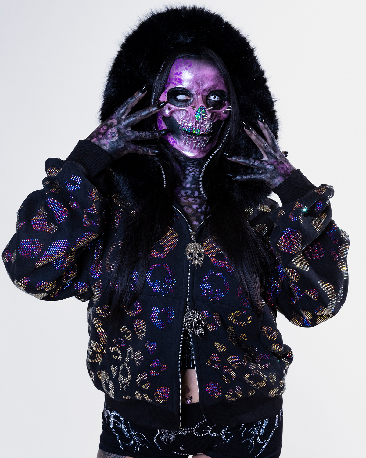 Scene Icon rhinestoned zip jacket & pants set