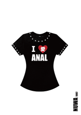 NUWA1997 I luv ANAL baby tee top in black-1 product view