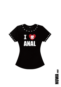 NUWA1997 I luv ANAL baby tee top in black-1 product view