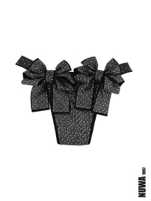 NUWA1997 Rhinestoned bow Bikini Bottom in black product view