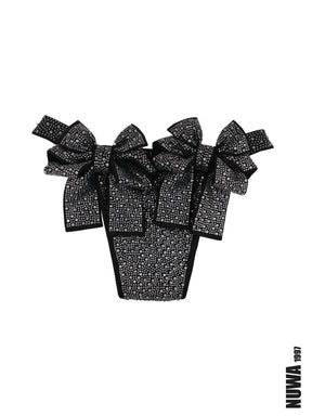 NUWA1997 Rhinestoned bow Bikini Bottom in black product view