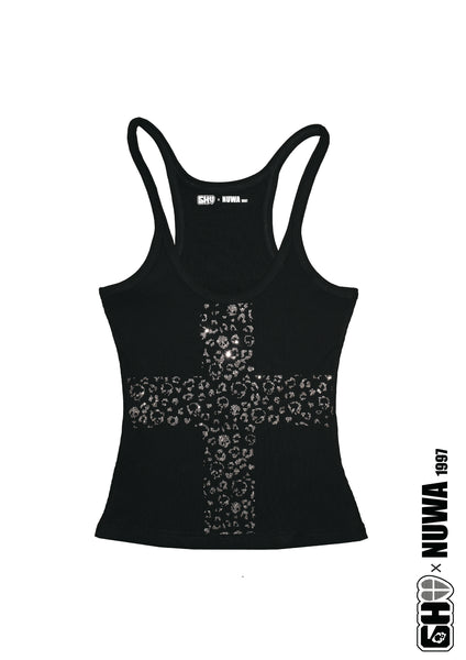 トップス andwang Cross lace tanktop black Y2K Goth Black Cross