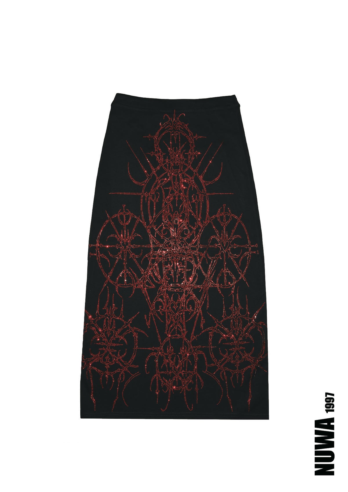 NUWA1997 “Paingel” Rhinestone midi skirt in Silver product view - alternate view