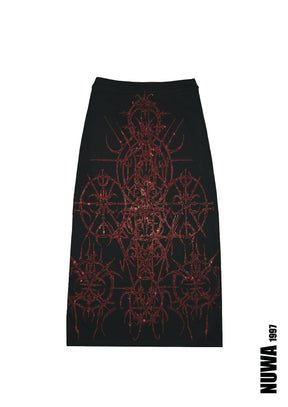 NUWA1997 “Paingel” Rhinestone midi skirt in Silver product view - alternate view