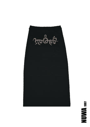 NUWA1997 “Paingel” Rhinestone midi skirt in Silver product view - alternate view