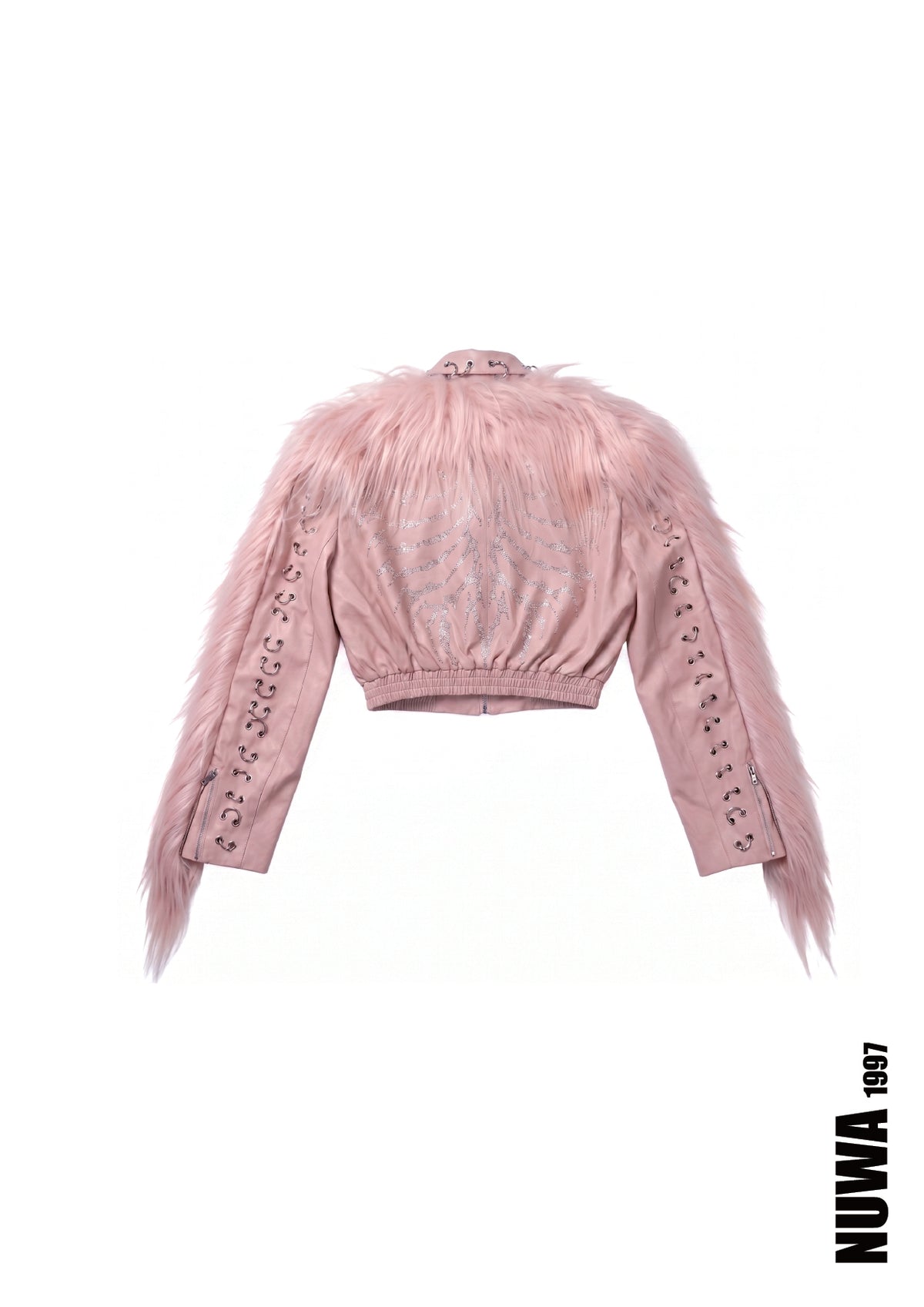 NUWA1997 Venom leather bomber jacket outerwear in black product view - alternate view