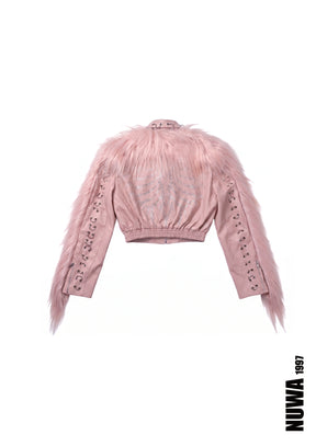 NUWA1997 Venom leather bomber jacket outerwear in black product view - alternate view