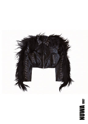 NUWA1997 Venom leather bomber jacket outerwear in black product view
