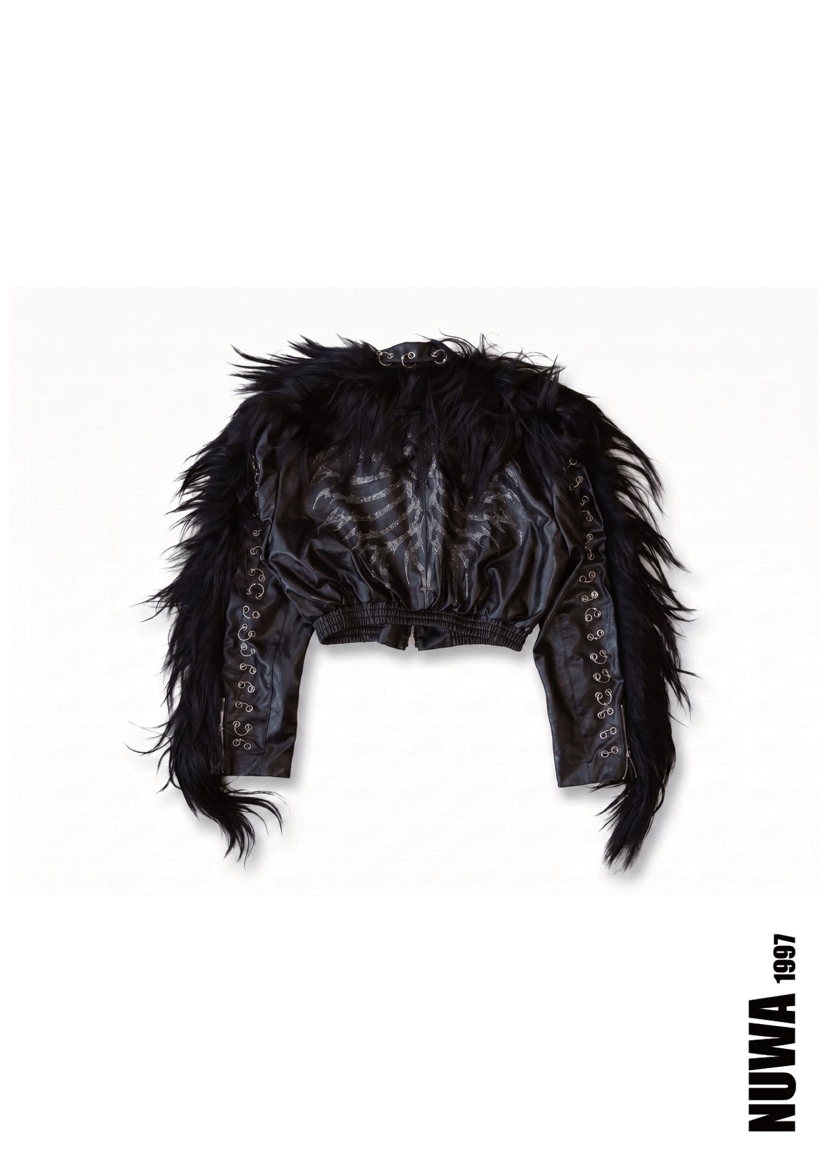 NUWA1997 Venom leather bomber jacket outerwear in black product view - alternate view