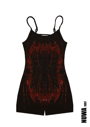 NUWA1997 H3ll Gate Rhinestoned bodysuit in silver product view - alternate view