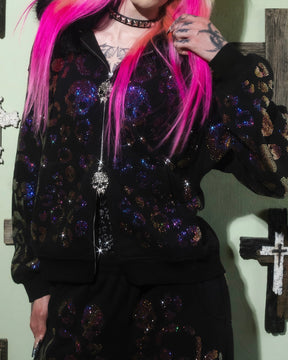 Scene Queen Rhinestone Hoodie & Pants Set on Models - alternate view