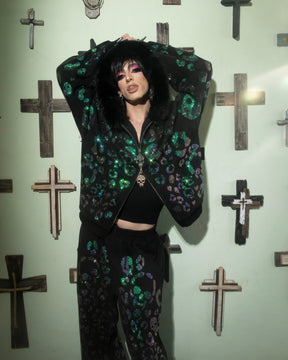 Scene Queen Rhinestone Hoodie & Pants Set on Models - alternate view