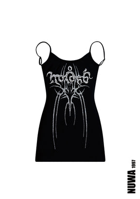 NUWA1997 Backless Rhinestone ultra mini dress in CVNT product view - alternate view