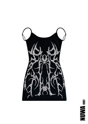 NUWA1997 Backless Rhinestone ultra mini dress in CVNT product view