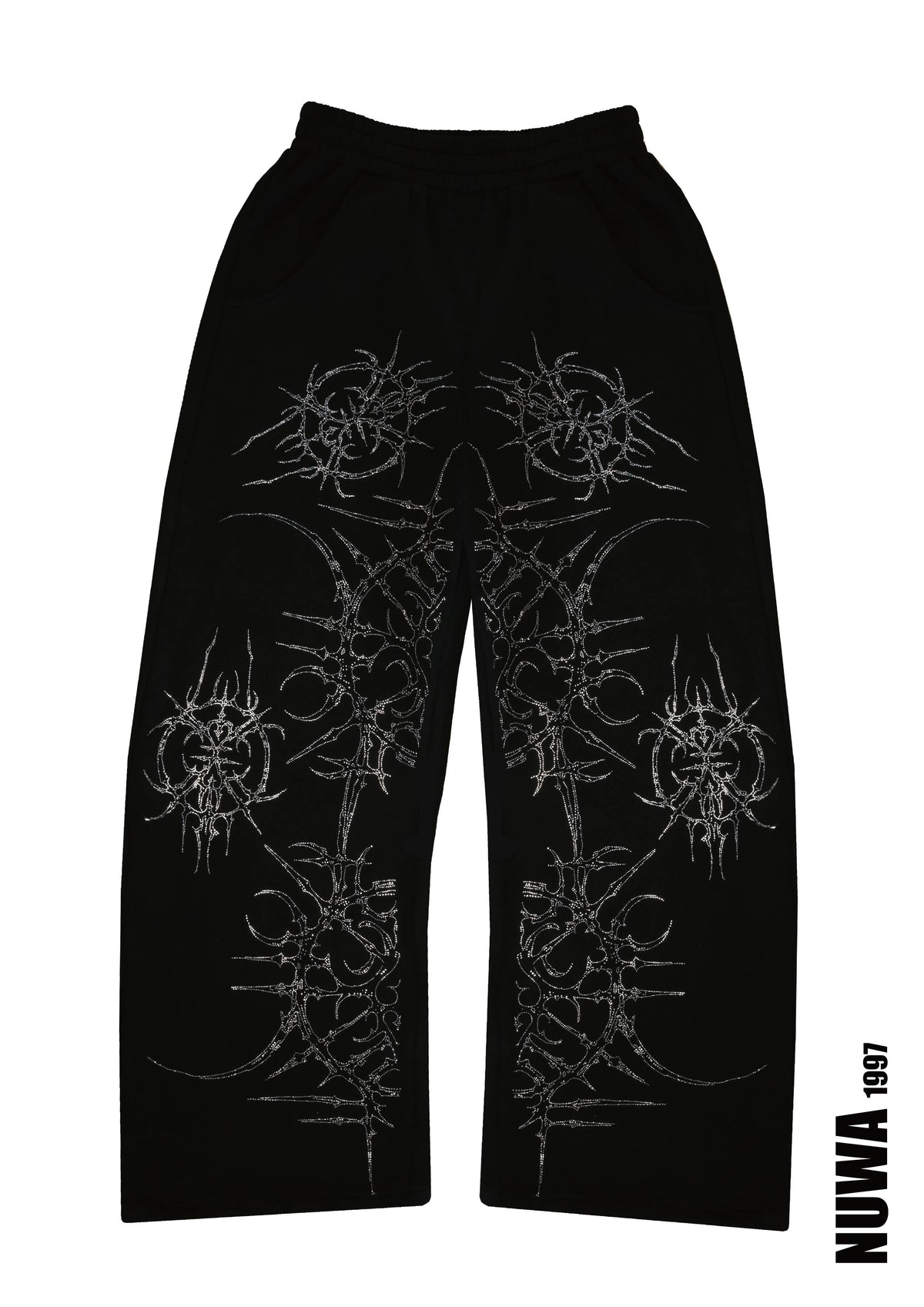 NUWA1997 “Paingel” Rhinestone hoodie & pants set in black product view - alternate view