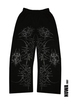 NUWA1997 “Paingel” Rhinestone hoodie & pants set in black product view - alternate view