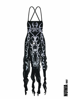 NUWA1997 The Girlfriend Experience Rhinestone dress in Black product view