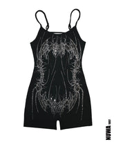 NUWA1997 H3ll Gate Rhinestoned bodysuit in silver product view