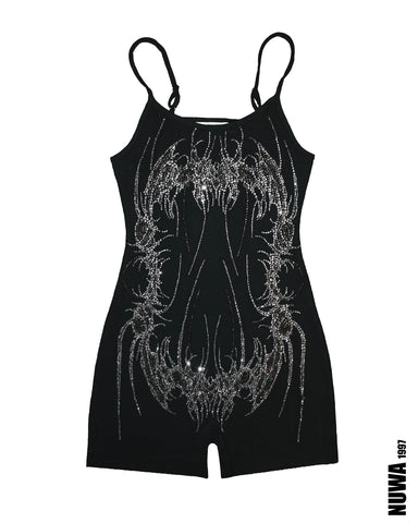 “Body made in h3ll” Rhinestoned bodysuit