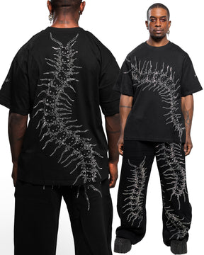 NUWA1997 Arachnio Oversized Rhinestoned Tee top in black-spider product view - alternate view