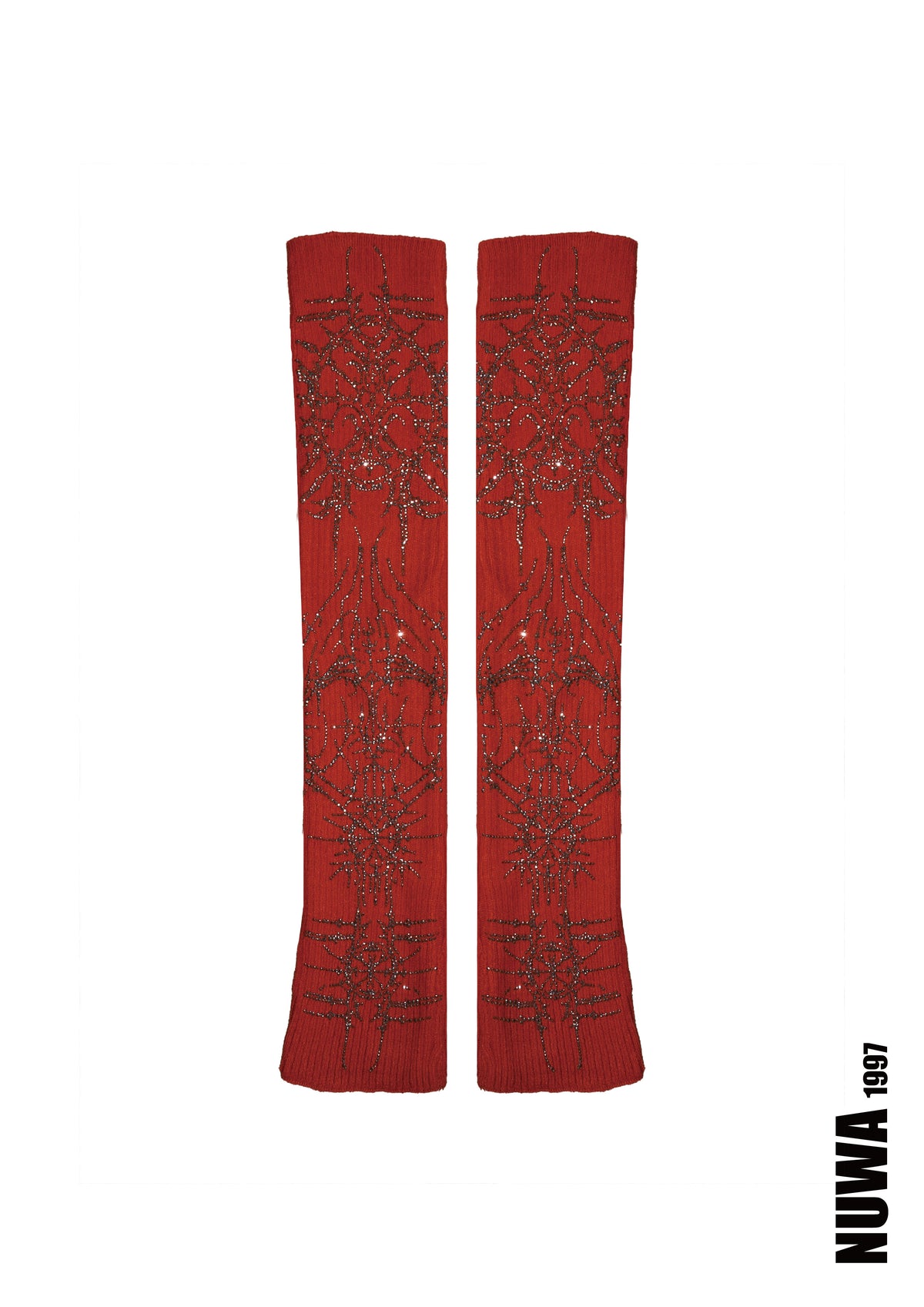 NUWA1997 “Paingel” Rhinestoned gloves in Black( a pair) product view - alternate view