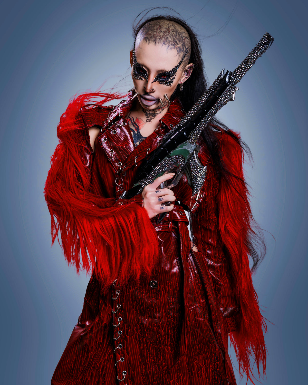 NUWA1997 Bloodbath Trench Coat outerwear product view - alternate view