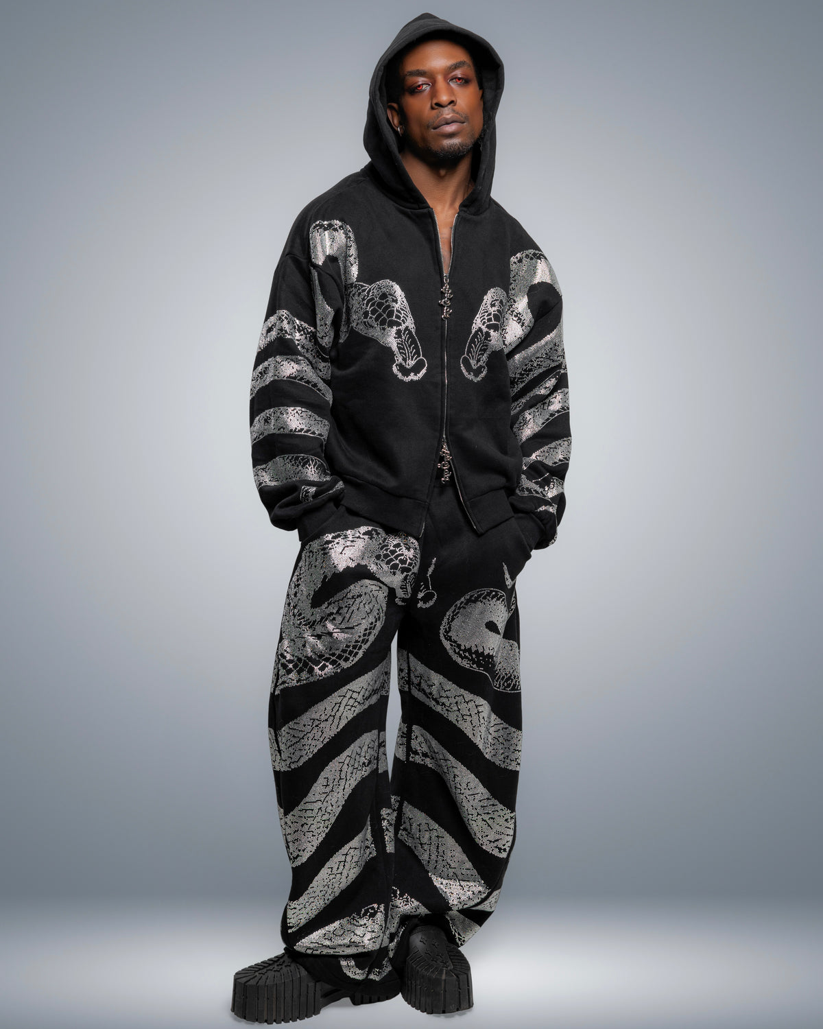 NUWA1997 NUWA Anaconda Rhinestoned hoodie & pants set product view - alternate view