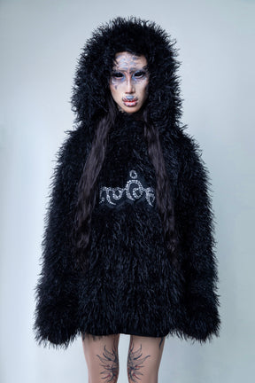 NUWA1997 "Mammoth" faux fur hoodie product view - alternate view