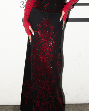 “Paingel” Rhinestone midi skirt