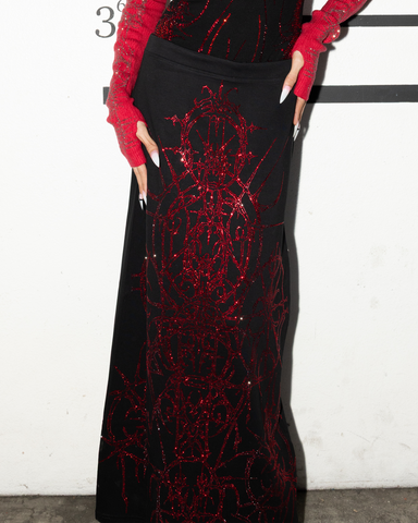 “Paingel” Rhinestone midi skirt