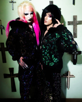 Scene Queen Rhinestone Hoodie & Pants Set on Models