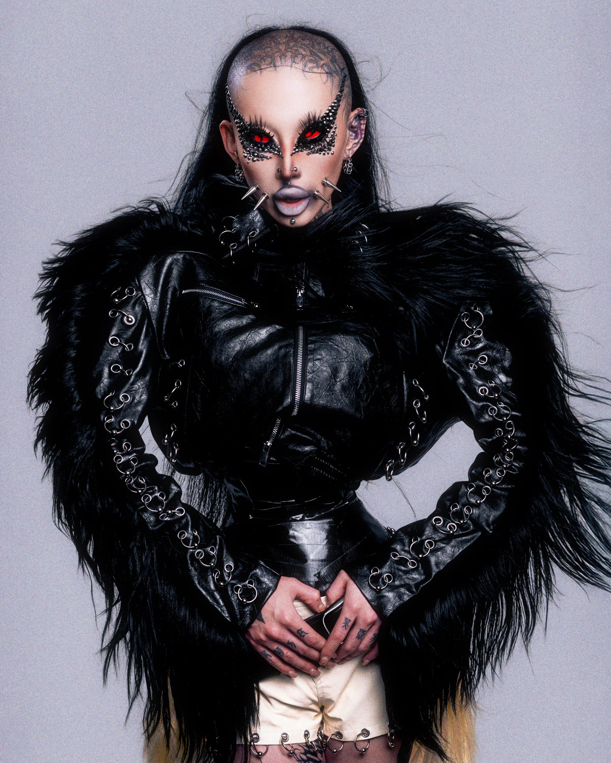 NUWA1997 Venom leather bomber jacket outerwear in black product view - alternate view