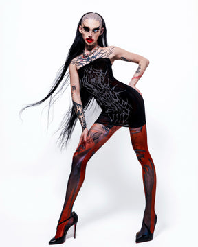 NUWA1997 “Alien Skin” mini mesh dress in pink product view - alternate view
