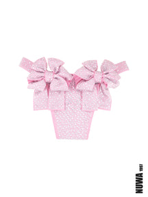 NUWA1997 Rhinestoned bow Bikini Bottom in black product view - alternate view