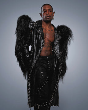 NUWA1997 The Crow goatfur trench coat outerwear product view - alternate view