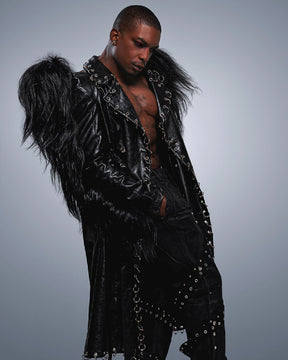 NUWA1997 The Crow goatfur trench coat outerwear product view - alternate view