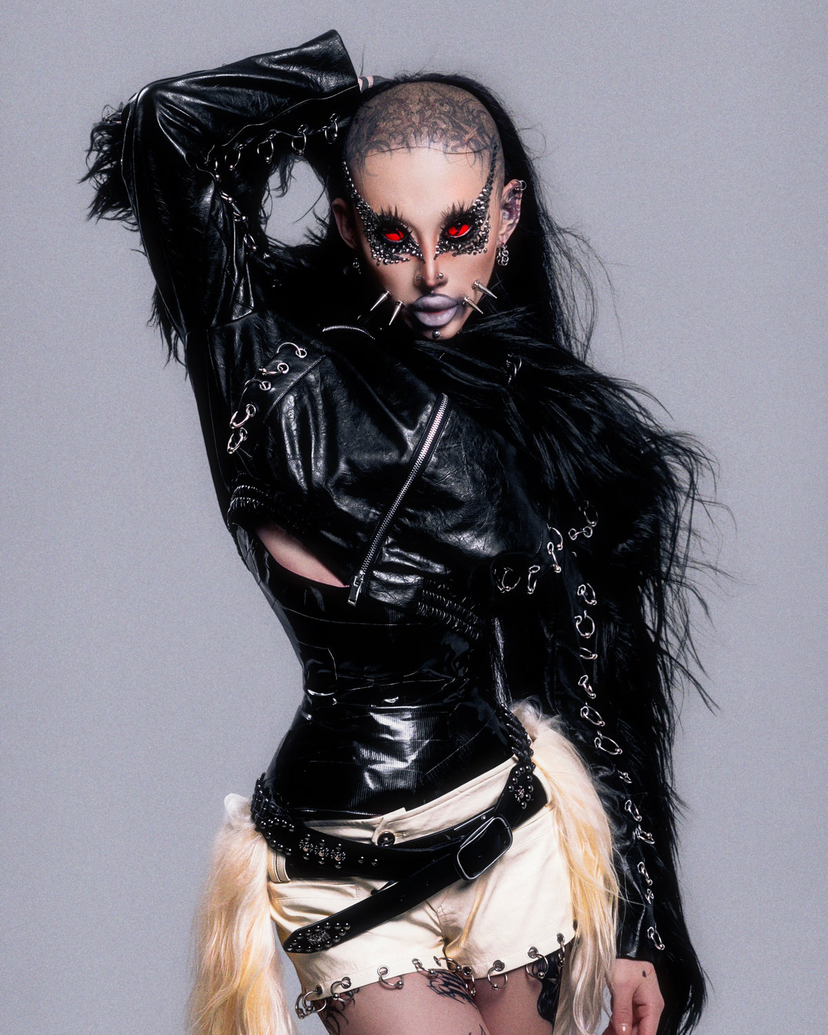 NUWA1997 Venom leather bomber jacket outerwear in black product view - alternate view