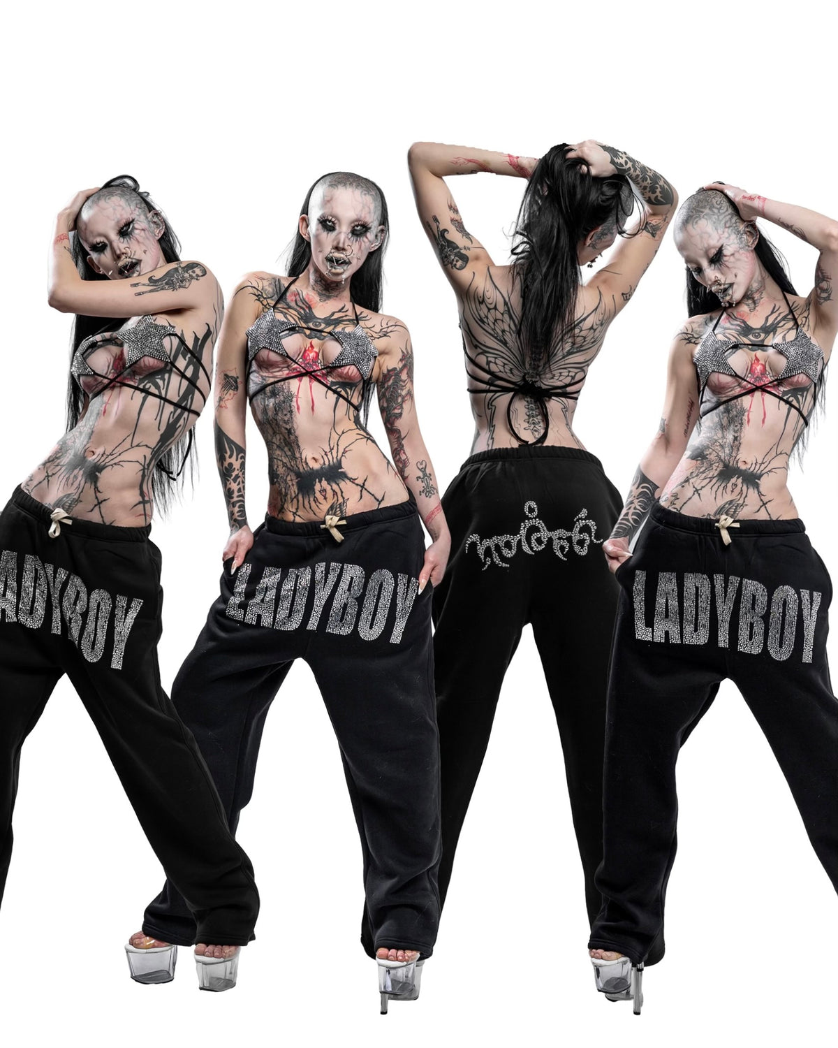 NUWA1997 “LADYB0Y” sweatpants in Rhinestone product view - alternate view