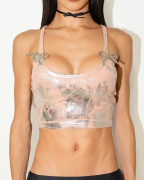 NUWA1997 “Mercury” mini crop top in black product view - alternate view