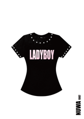 NUWA1997 “LADYBOY” baby tee top in black product view