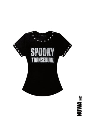 NUWA1997 SPOOKY TRANSSEXUAL Baby Tee top in black-1 product view