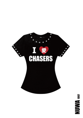 NUWA1997 I ❤️ chasers baby tee top in black product view
