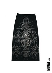 NUWA1997 “Paingel” Rhinestone midi skirt in Silver product view