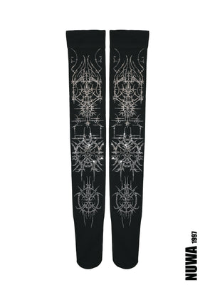 NUWA1997 “Paingel” Rhinestone thigh high socks stocking in silver product view