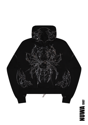 Arachnio Black Hoodie Front View - alternate view