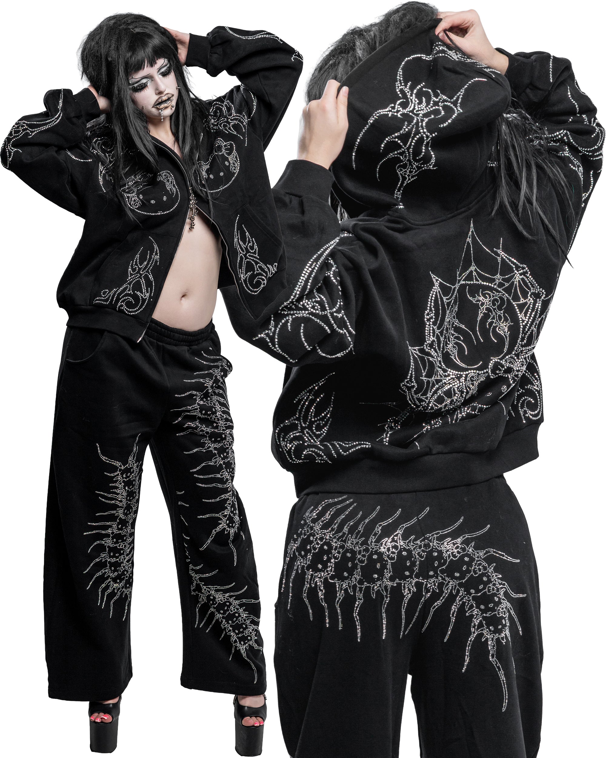 Arachnio Black Hoodie Front View - alternate view