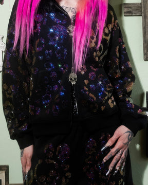 Scene Queen Rhinestone Hoodie & Pants Set on Models - alternate view
