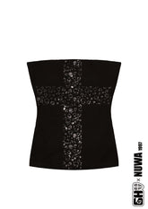 Sassy Religion Cross Rhinestone Tube Top Product View