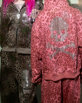 Digi Skull Brown and Pink Tracksuit on Models - alternate view